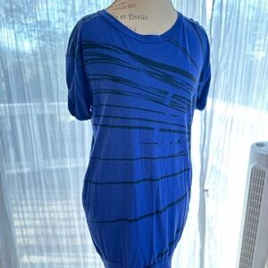 Fox Blue Graphic Short Sleeve Tee Shirt Dress